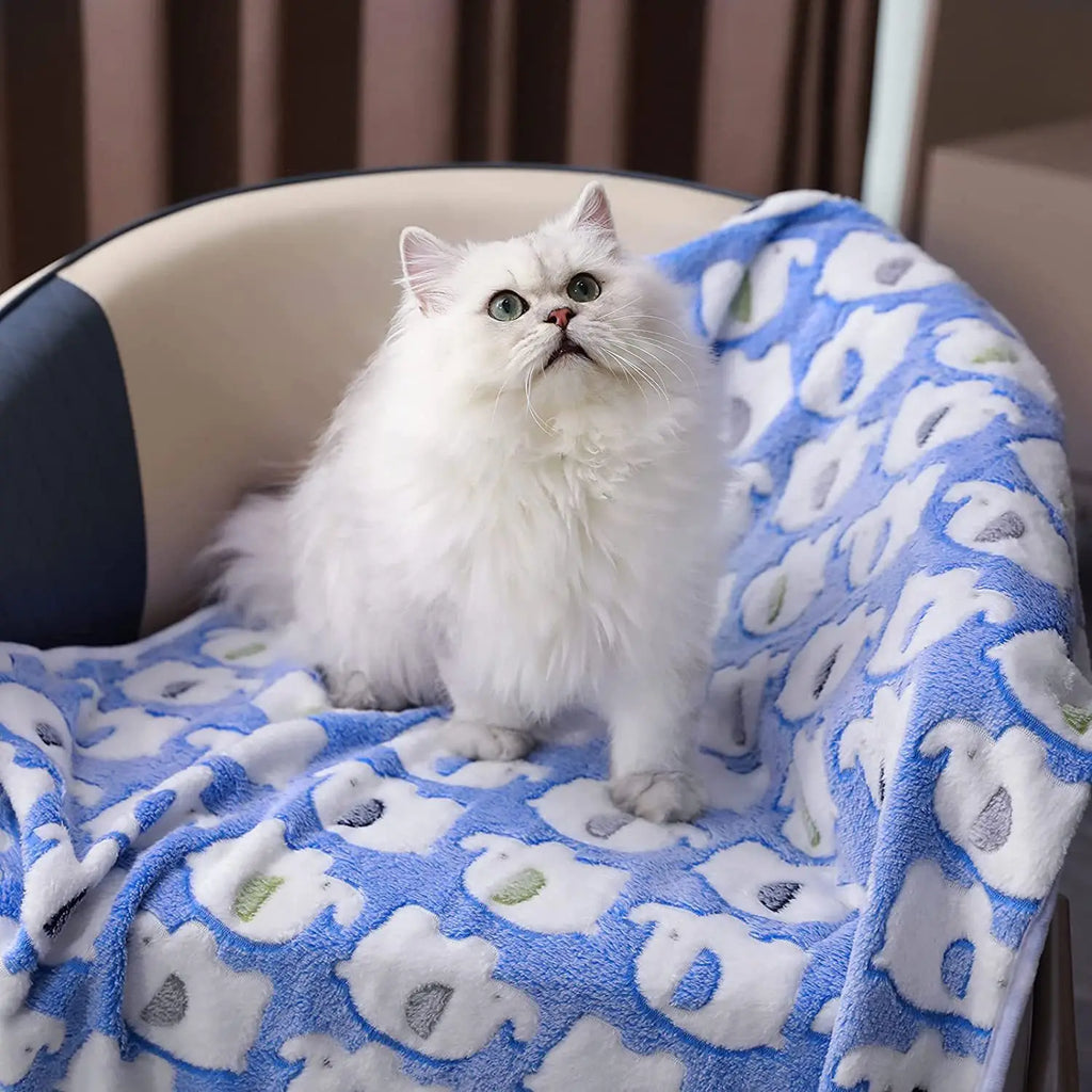 Winter Dog Footprint Blanket Soft And High Quality Flannel Pet Blanket Cat Bath Towel Dog Sleep Blanket Paw Print Pattern PetPad