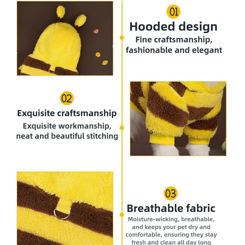 Pet Supplies Dog and Cat Clothes Autumn and Winter Transformation Outfit Teddy Bear Fighting Cat Plush Bee Outfit New Product