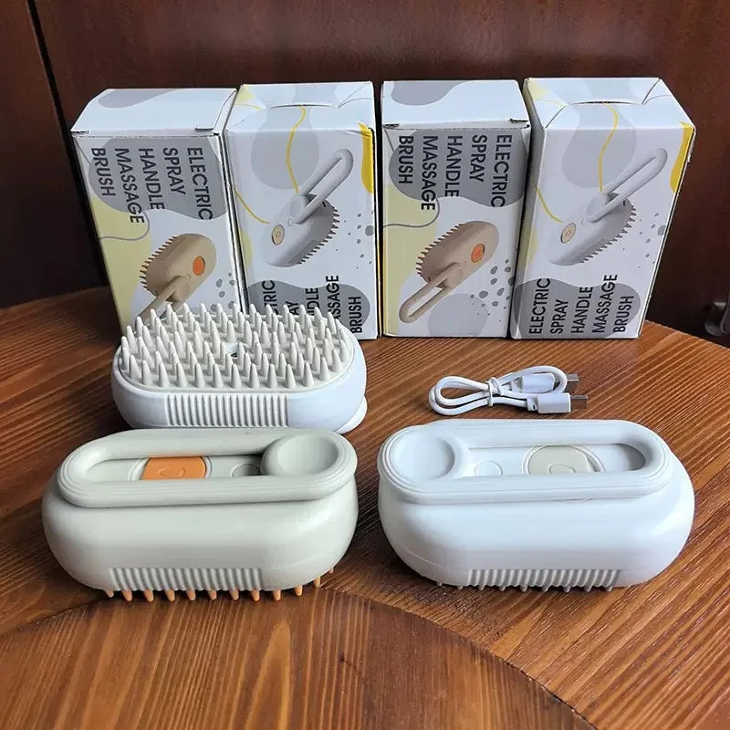 Steamy Dog Brush Electric Spray Cat Hair Brush 3 in1 Dog Steamer Brush for Massage Pet Grooming Removing Tangled and Loose Hair