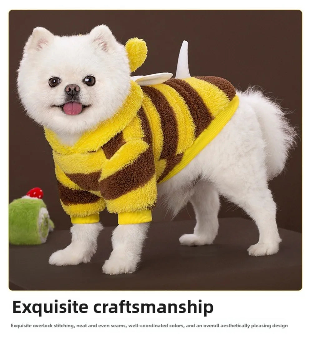 Pet Supplies Dog and Cat Clothes Autumn and Winter Transformation Outfit Teddy Bear Fighting Cat Plush Bee Outfit New Product