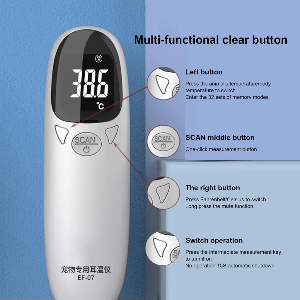 Dog Cat Ear Digital Thermometers Animal Measuring Non-Contact Electronic Highly Accurate Pet Supplies