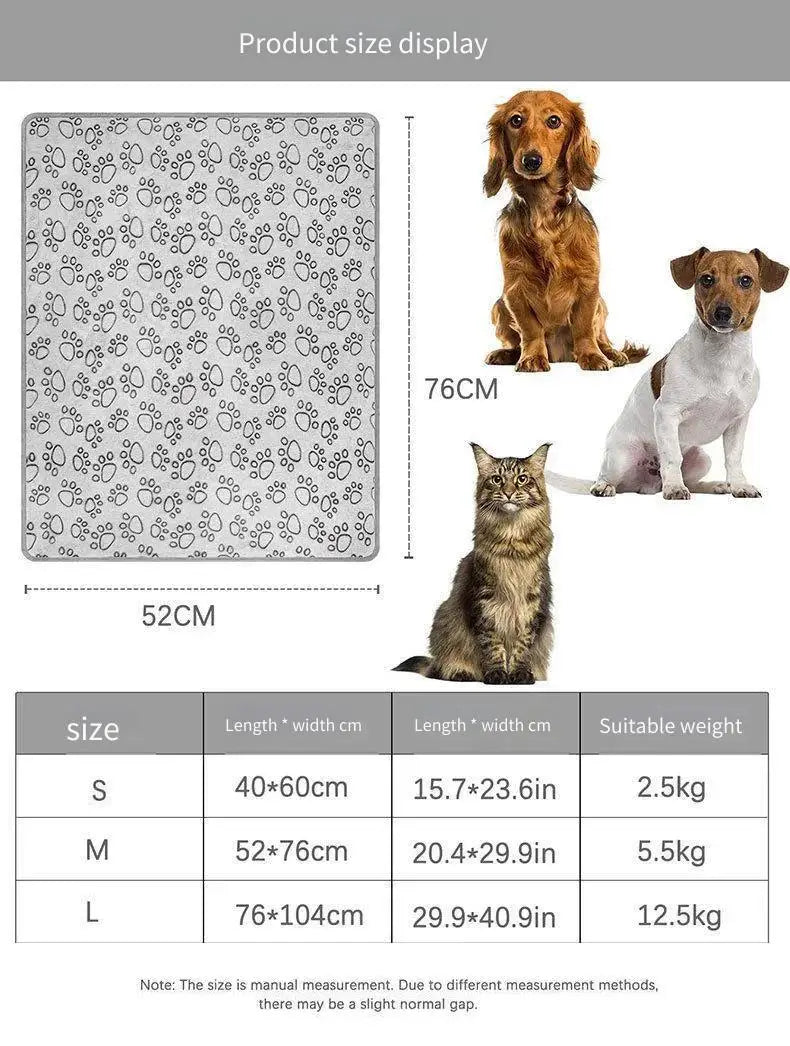 2PCS Soft Fluffy High Quality Pet Blanket Cute Cartoon Pattern Paw Print Dog  Pet Mat Warm and Comfortable Blanket for Cat Dogs