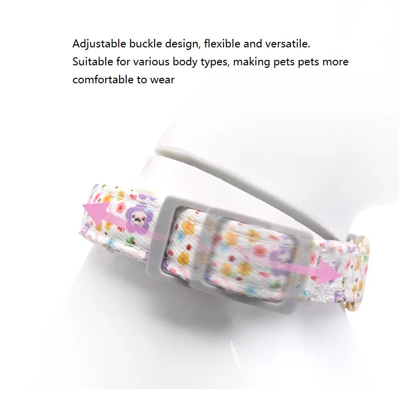 Cute Floral Collar for Dog Cat Bell Pet Collars Necklace Puppy Accessories Adjustable Neck Small Medium Dog Collar Pet Supplies