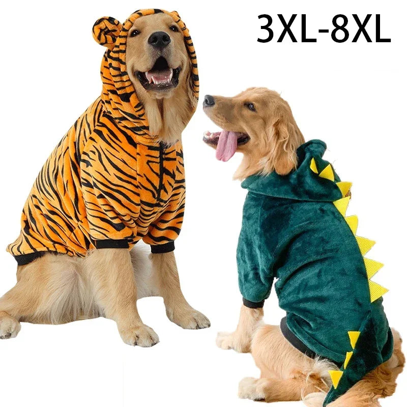 Dog Pajama Coat Pet Clothes for Medium Large Dogs Dog Hoody Winter Warm Fleece Golden Retriever Labrador Dogs Clothes Costume