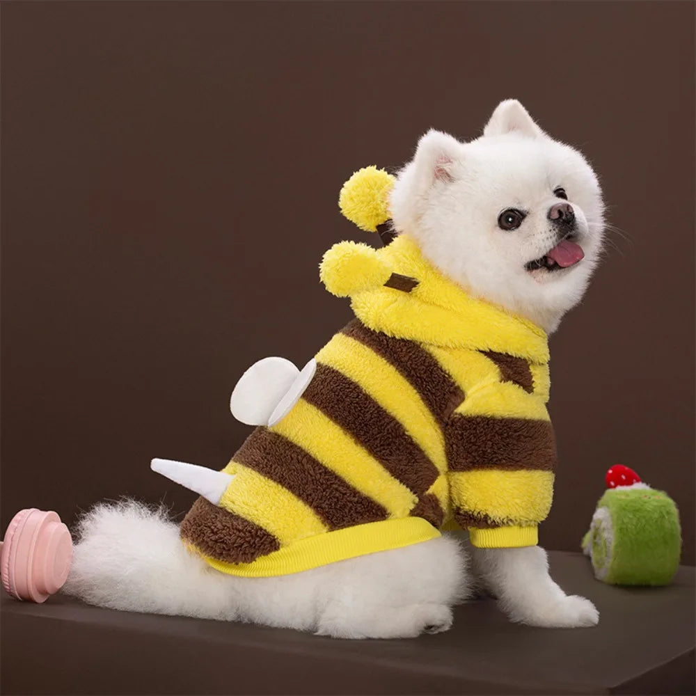 Pet Supplies Dog and Cat Clothes Autumn and Winter Transformation Outfit Teddy Bear Fighting Cat Plush Bee Outfit New Product