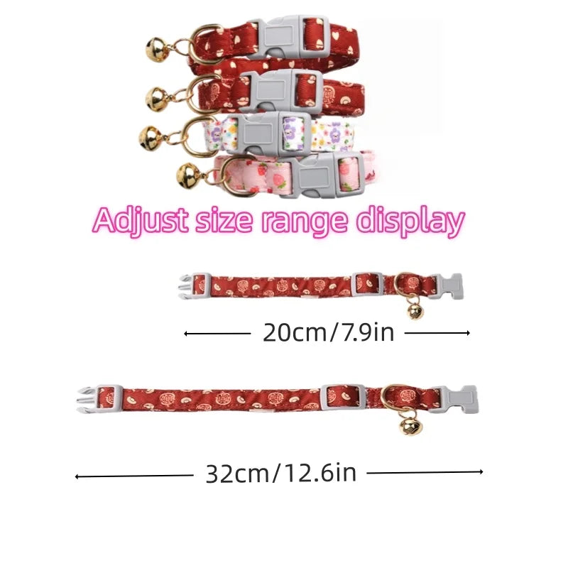 Cute Floral Collar for Dog Cat Bell Pet Collars Necklace Puppy Accessories Adjustable Neck Small Medium Dog Collar Pet Supplies