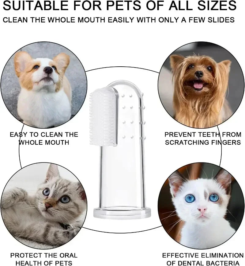 Super Soft Pet Finger Toothbrush Cat Dog Silica Gel Tooth Brush Bad Breath Tartar Teeth Care Tools Dog Cat Cleaning Pet Supplies
