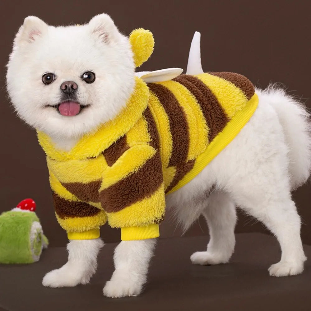Pet Supplies Dog and Cat Clothes Autumn and Winter Transformation Outfit Teddy Bear Fighting Cat Plush Bee Outfit New Product