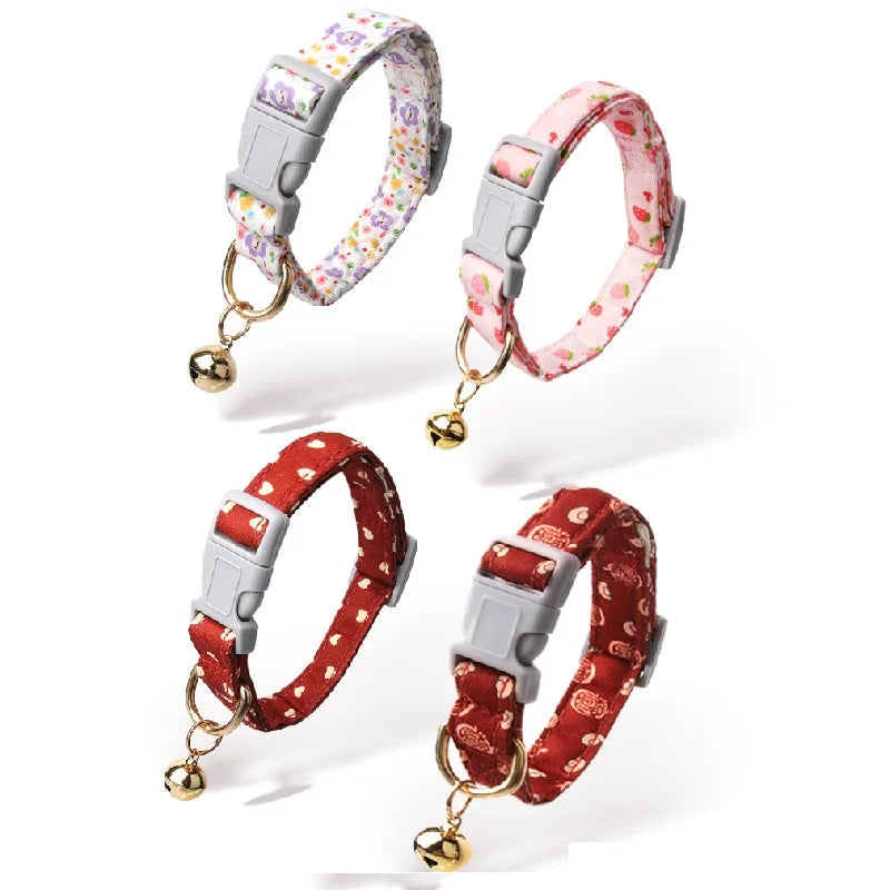 Cute Floral Collar for Dog Cat Bell Pet Collars Necklace Puppy Accessories Adjustable Neck Small Medium Dog Collar Pet Supplies