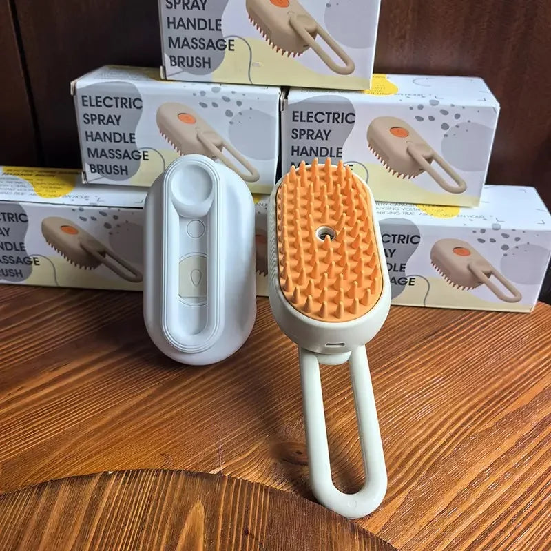 Steamy Dog Brush Electric Spray Cat Hair Brush 3 in1 Dog Steamer Brush for Massage Pet Grooming Removing Tangled and Loose Hair