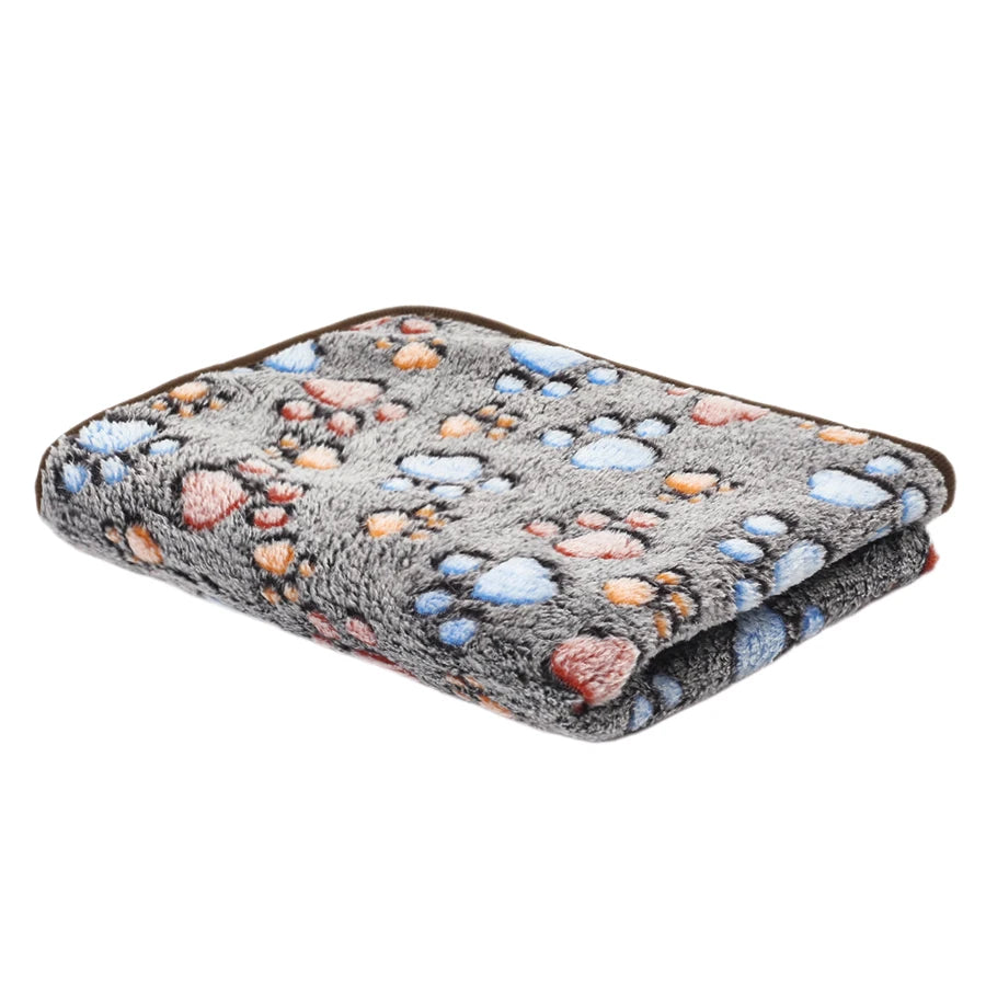 Winter Dog Footprint Blanket Soft And High Quality Flannel Pet Blanket Cat Bath Towel Dog Sleep Blanket Paw Print Pattern PetPad
