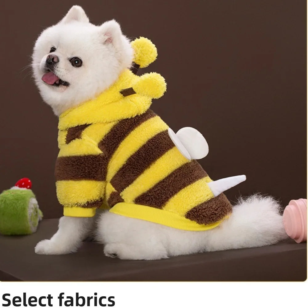 Pet Supplies Dog and Cat Clothes Autumn and Winter Transformation Outfit Teddy Bear Fighting Cat Plush Bee Outfit New Product