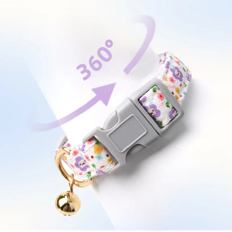 Cute Floral Collar for Dog Cat Bell Pet Collars Necklace Puppy Accessories Adjustable Neck Small Medium Dog Collar Pet Supplies