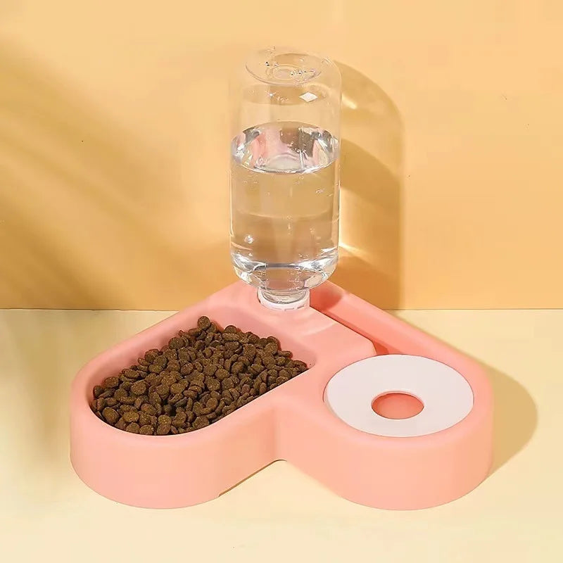 Automatic Drinking Love Pet Bowl Moisture-proof Cat Bowl Dog Basin Dual-use Multi-functional Drinking And Feeding