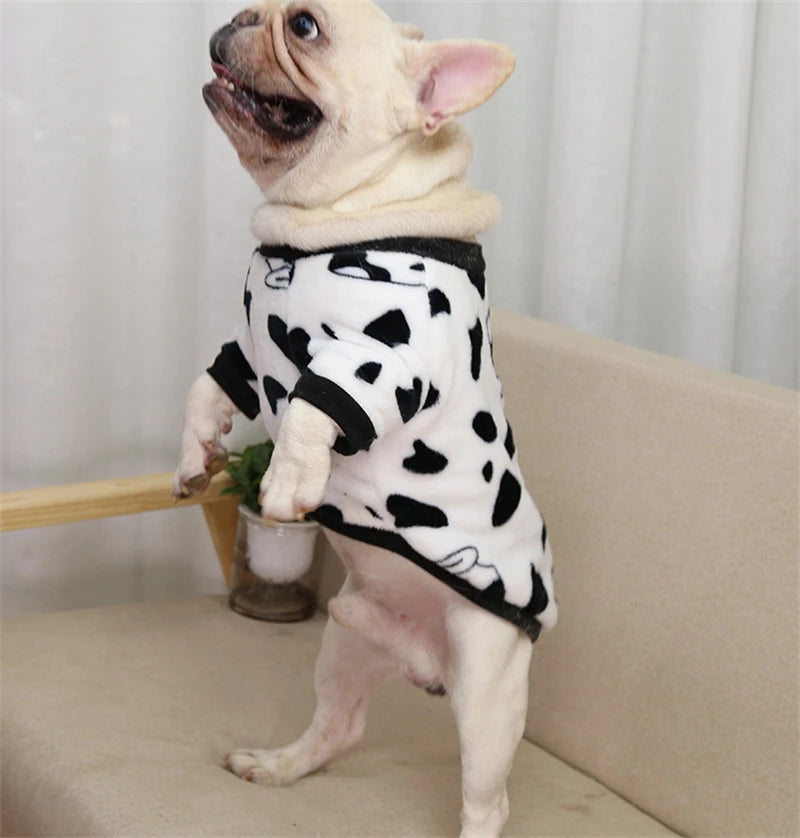 Lovely Leopard Pet Dog Clothes Soft Flannel Winter Puppy Overalls York Dog Cartoon Printing Sphinx Cat Sweatshirt Drop Shipping