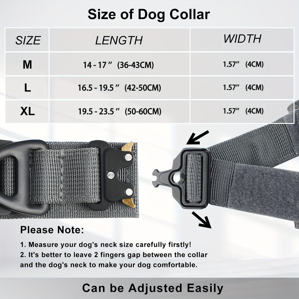 [Tactical Dog Collar] Heavy-Duty Tactical Nylon Dog Collar with GPS Holder | Adjustable Military-Style Collar for All Breeds, Secure Fit Collar