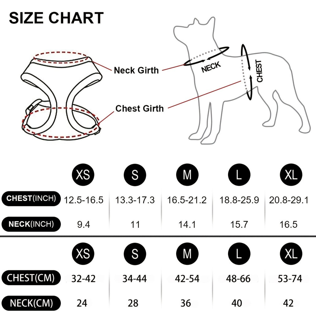 Dog Chest Strap with Paw Size Adjustment Sandwich Breathable Mesh Soft and Comfortable No Pull Handle 5 Sizes