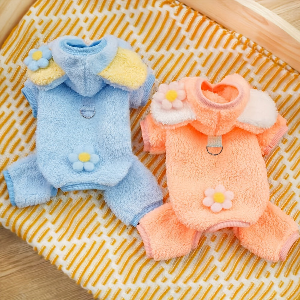 Pet Dog Cat Clothes Supplies Autumn and Winter Plus Velvet Four-Leg Clothes Cuihua Bear Transformation Teddy Bear