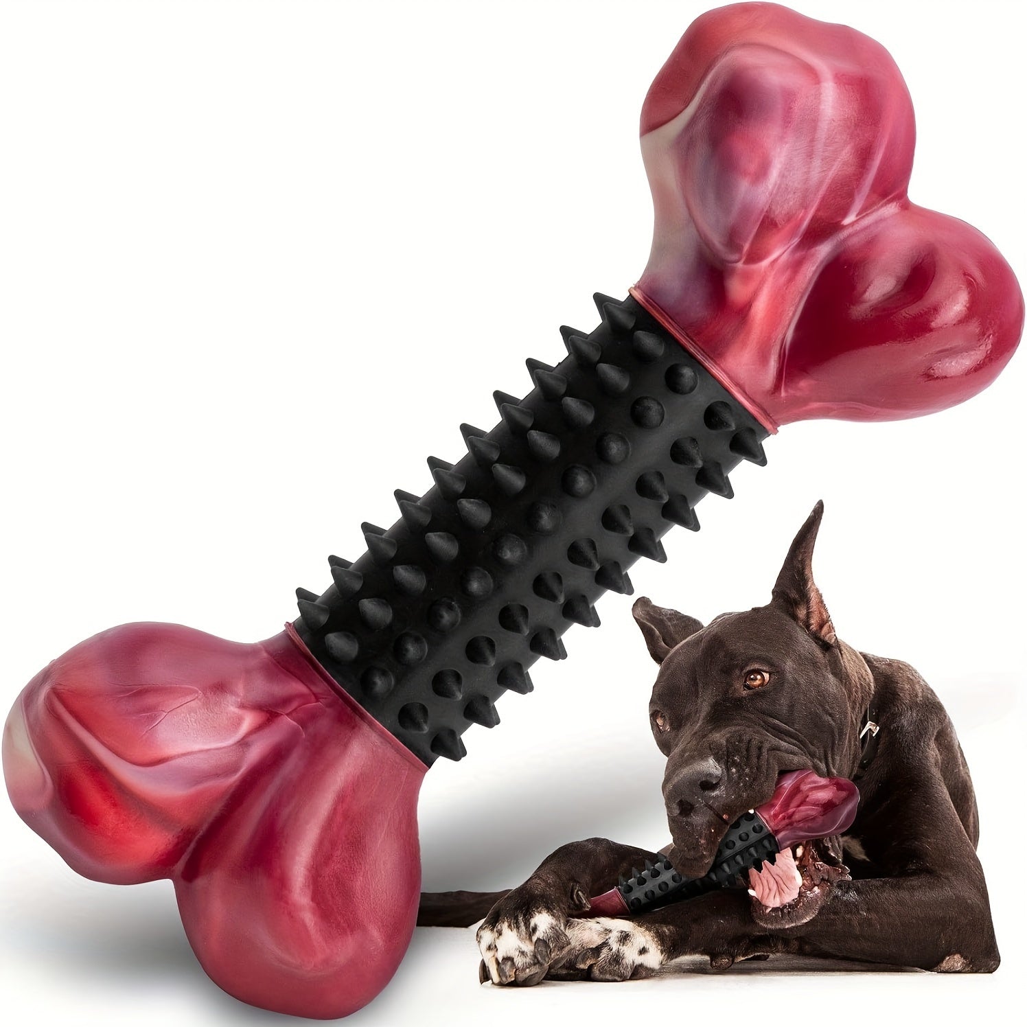 [Tough Dog Toys for Aggressive Chewers] Large Breed Tough Dog Toys - Aggressive Chewers Chew Toys, Nylon and Rubber Bones, Big Toy for Medium Puppy Teething