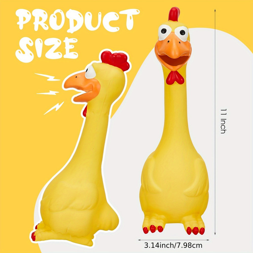 2pcs Squeaky Chicken Dog Toys for Anxiety Relief - Durable Latex Rubber Chew Toy for Small, Medium & Large Breeds - Interactive Pet Playtime Fun