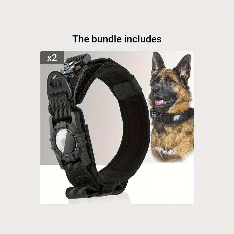 [Tactical Dog Collar] Heavy-Duty Tactical Nylon Dog Collar with GPS Holder | Adjustable Military-Style Collar for All Breeds, Secure Fit Collar