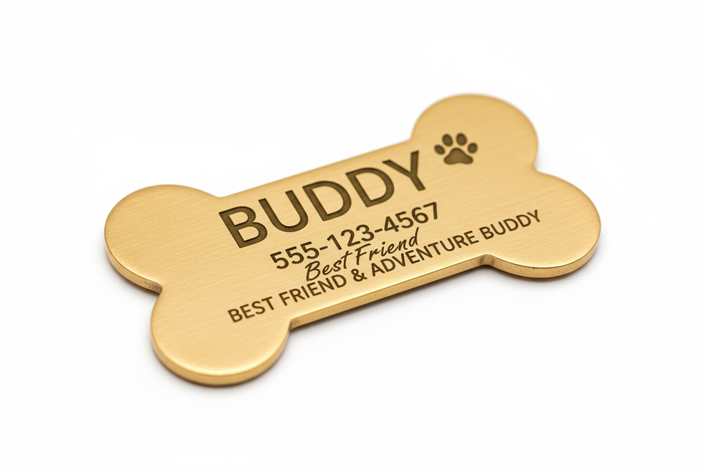 [Customized] Laser Engraved Dog Bone Shape Listing Name Phone Number Private Customization