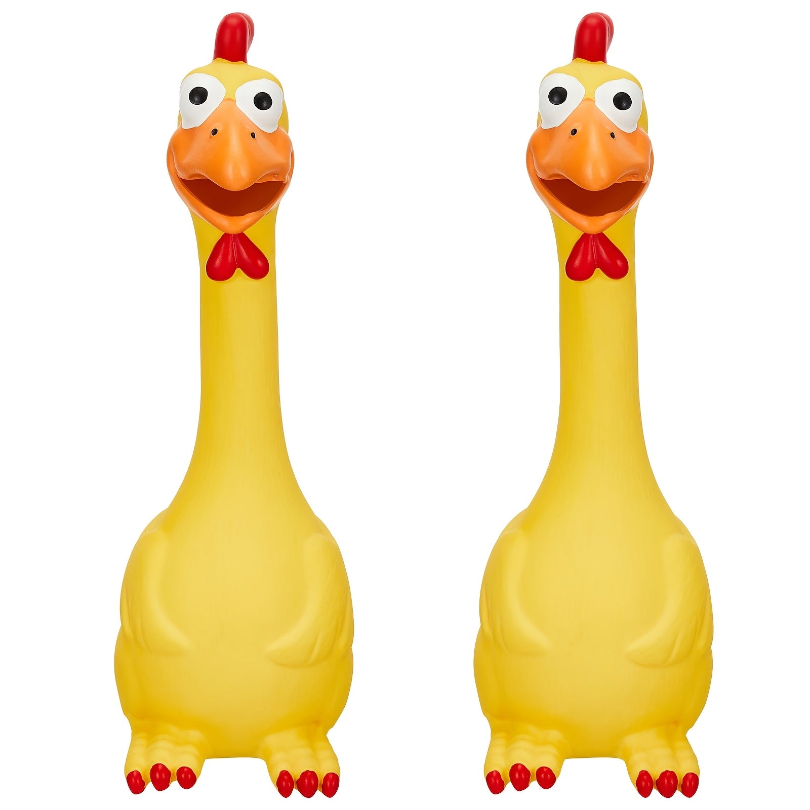 2pcs Squeaky Chicken Dog Toys for Anxiety Relief - Durable Latex Rubber Chew Toy for Small, Medium & Large Breeds - Interactive Pet Playtime Fun