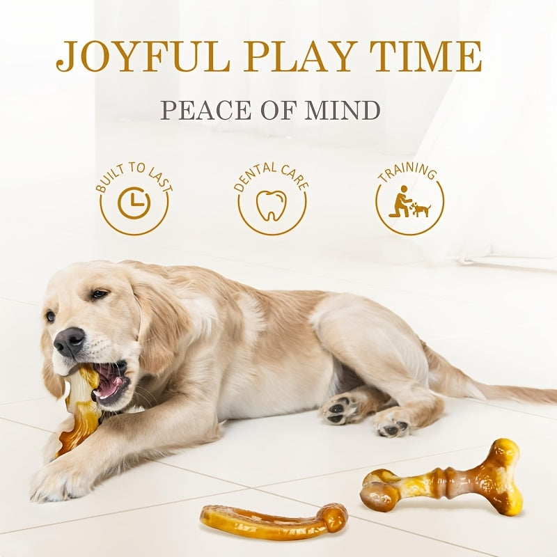 Apasiri Dog Toys, 3-Pack Indestructible Dog Chew Toys for Aggressive Chewers, Bacon Flavored Tough Dog Bones Chew Toys for Super Chewer, Nylon Durable Dog Toys for Medium Large Breed…