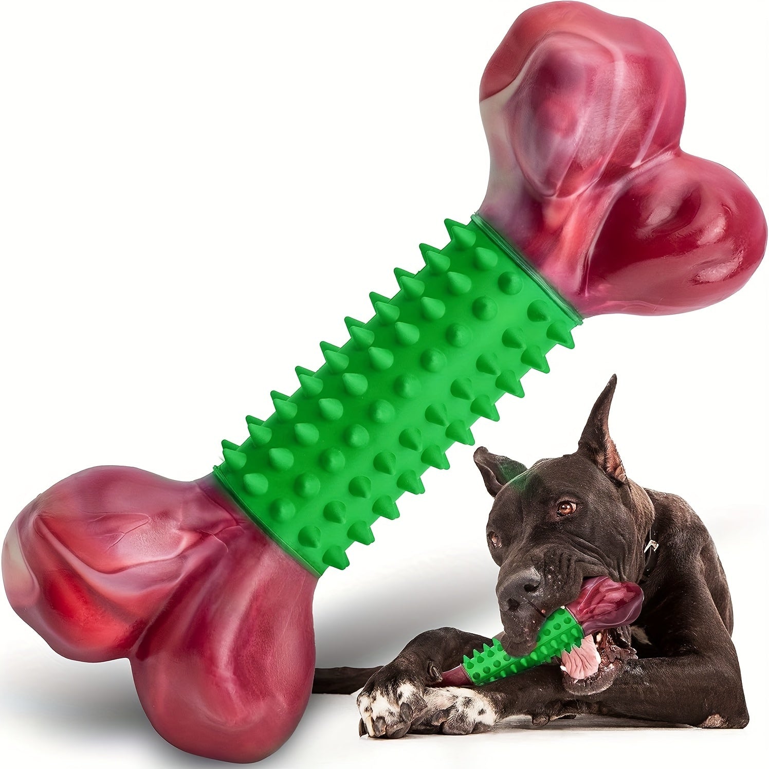 [Tough Dog Toys for Aggressive Chewers] Large Breed Tough Dog Toys - Aggressive Chewers Chew Toys, Nylon and Rubber Bones, Big Toy for Medium Puppy Teething