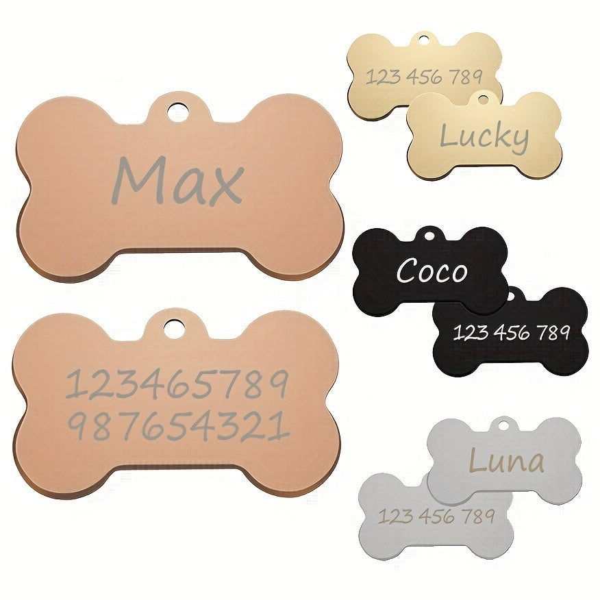 [Customized] Laser Engraved Dog Bone Shape Listing Name Phone Number Private Customization