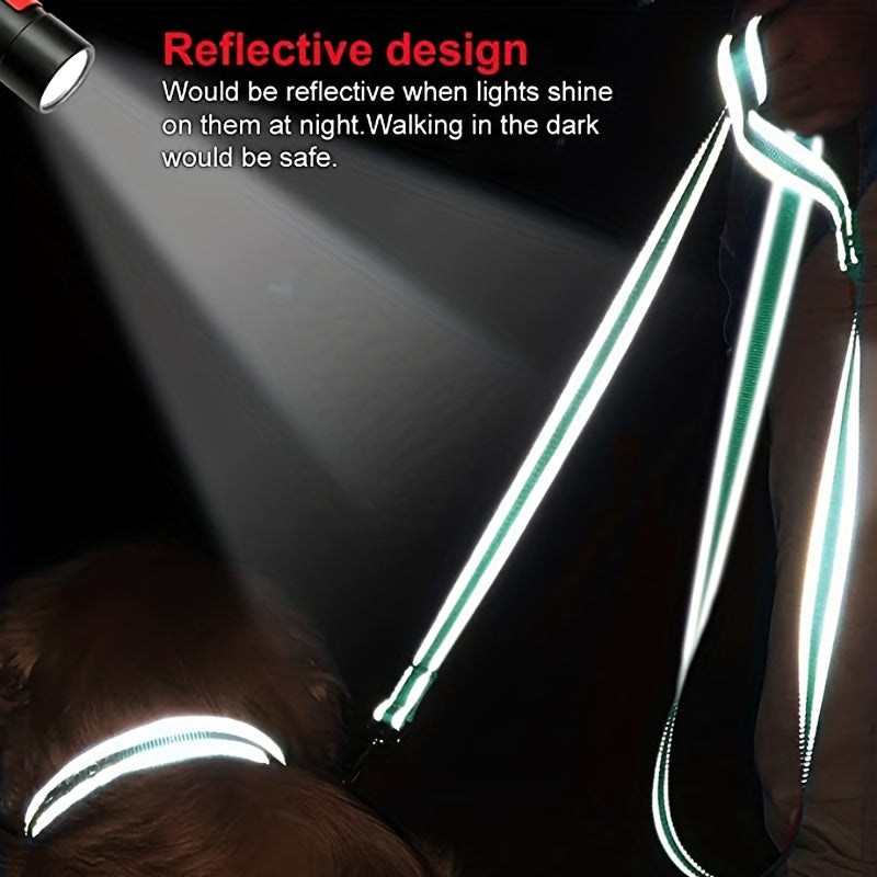 Safe and Comfortable Reflective Double-Sided Dog Leash for Walking and Training