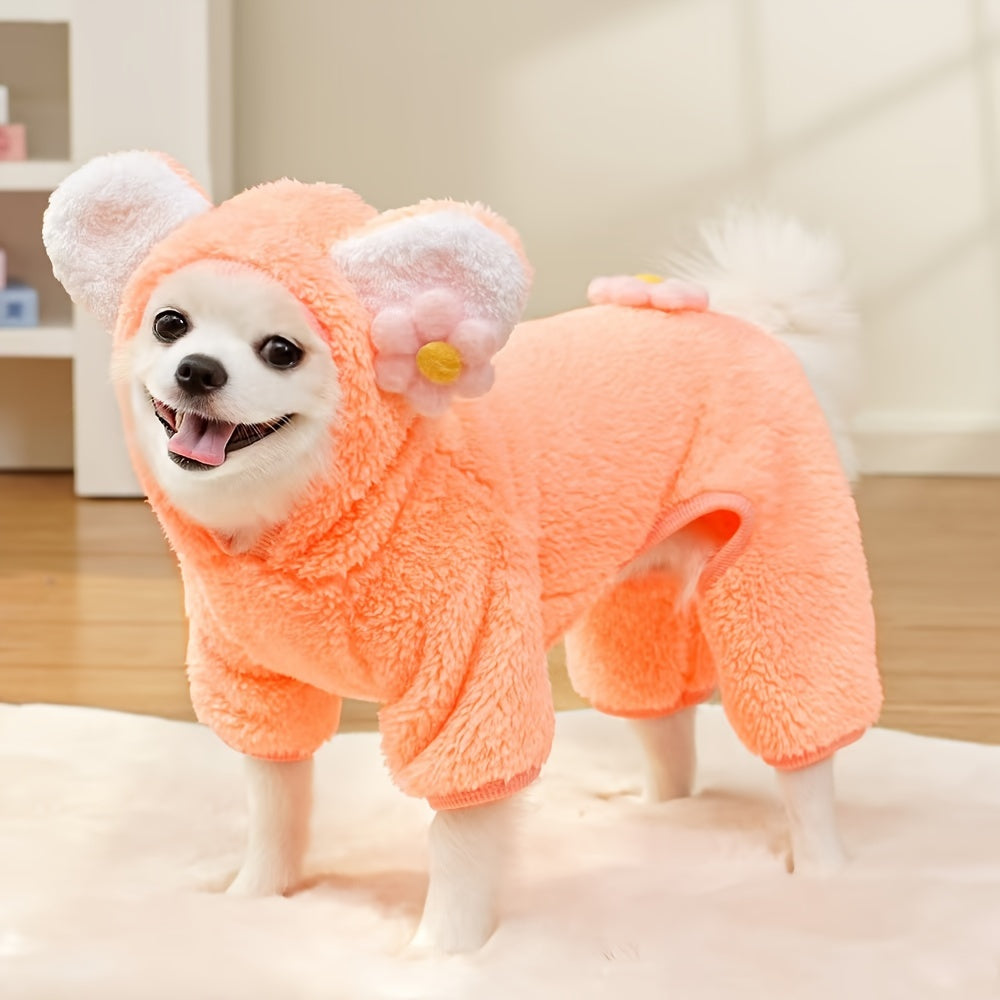 Pet Dog Cat Clothes Supplies Autumn and Winter Plus Velvet Four-Leg Clothes Cuihua Bear Transformation Teddy Bear