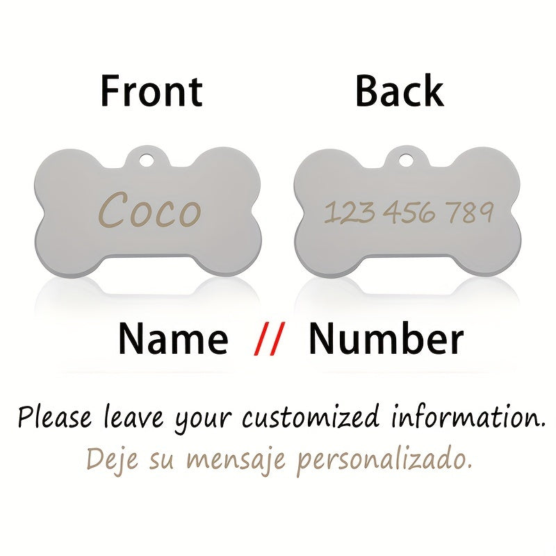 [Customized] Laser Engraved Dog Bone Shape Listing Name Phone Number Private Customization